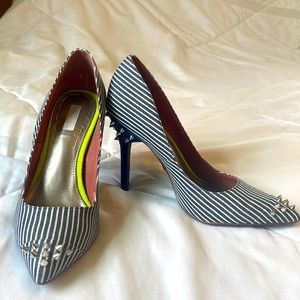 Rachel Roy Studded Navy Blue pin-striped Stiletto